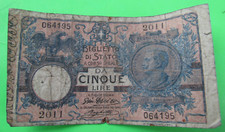 ITALY, 5 LIRE, P#23, 1904-25