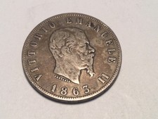 Italy KM16.1,  2 Lire 1863-N