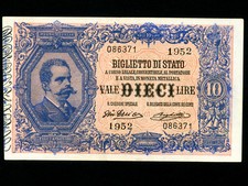 Italy:P-20f,10 Lire,1915 *