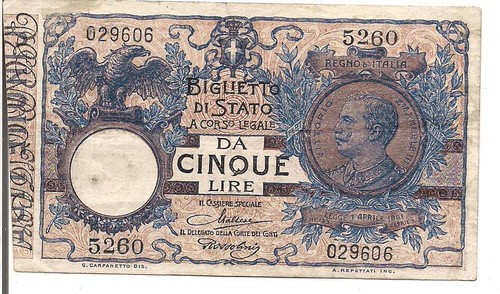 Italy lire 23 1904 25 - italy,, 1904-25