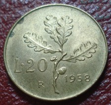 1958-R ITALY 20 LIRE IN AU