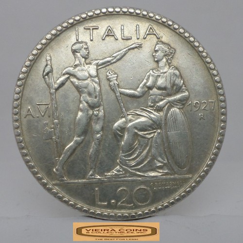 1927 italy silver lire - italy, 20