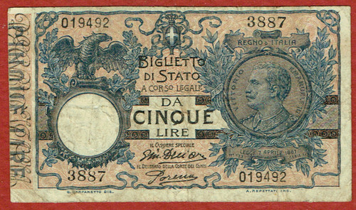 Regno italia biglietto de - biglietto,