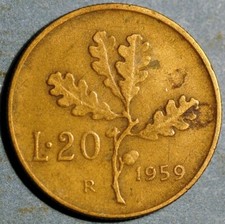 Italy 20 Lire 1959 KM# 97