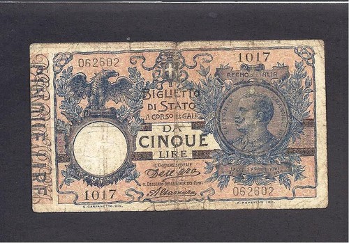 Italy 23b 5 lire 1904 - p-23b, af,