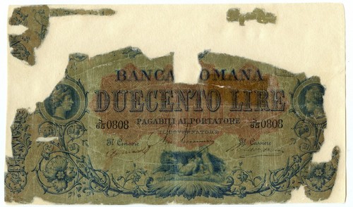 200 lire banca romana regno - banca,